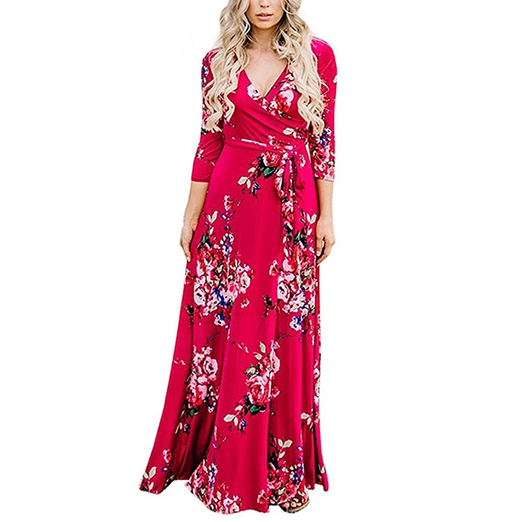 red floral maxi dress