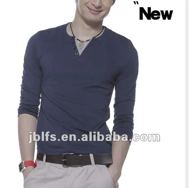 2015 newest fashion design v- neck men t shirt