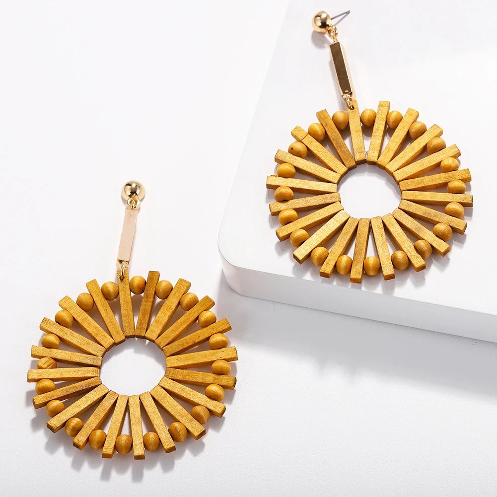 19677 Dvacaman Custom Ethnic Large Round Wood Hoop Drop Earrings for Wedding Party, As pictures
19677 Dvacaman Custom Ethnic Large Round Wood Hoop Drop Earrings for Wedding Party, As pictures