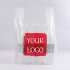 custom printed biodegradable poly plastic hdpe t-shirt vest carrier handle package bag for grocery