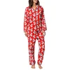 Lady Cute Cotton Fox Printed Pajamas in Red