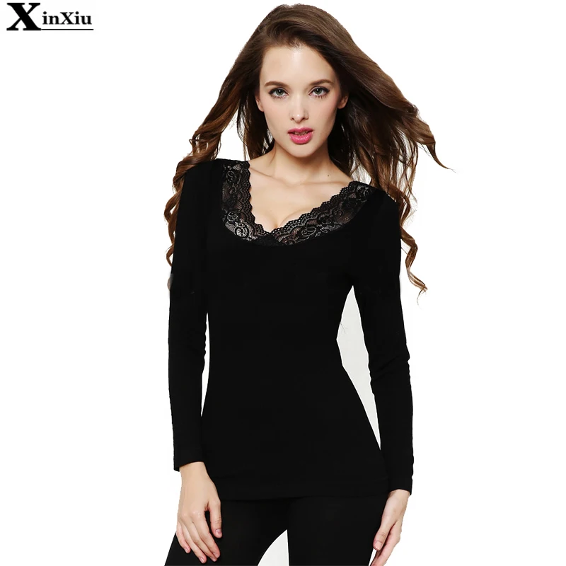 Women Bud Silk V-Neck Seamless Body Suit Model Thermal Underwear Hot Autumn Winter Clothes