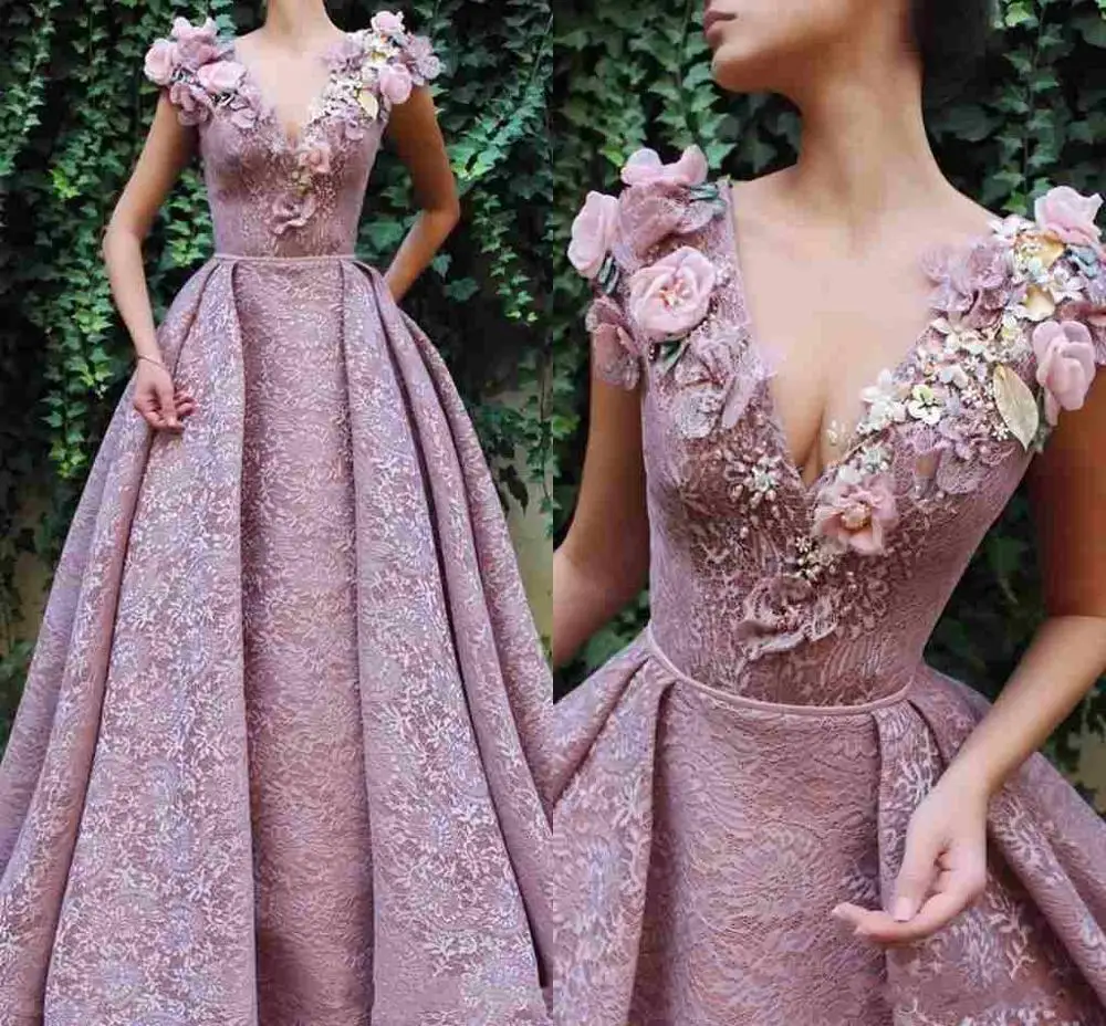 High Quality Lace Long Prom Dresses Dusty Pink Flower Evening Dresses Wear Women Gowns, Custom made
High Quality Lace Long Prom Dresses Dusty Pink Flower Evening Dresses Wear Women Gowns, Custom made