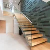 Fashion interior glass railing floating staircase oak lumber price wood floating stair