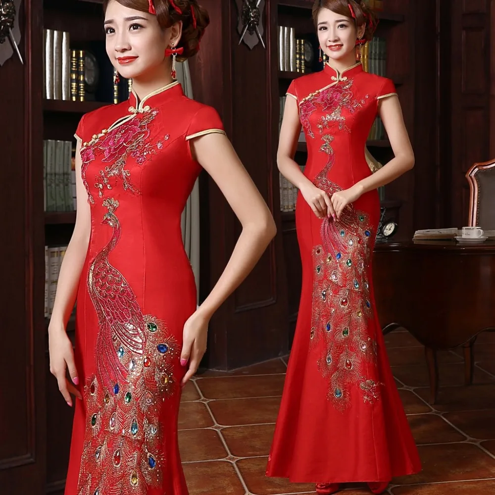 2016 Elegant Embroidered Long Red Cheongsam Wedding/Evening Dresses, Chinese red cheongsam wedding dress
2016 Elegant Embroidered Long Red Cheongsam Wedding/Evening Dresses, Chinese red cheongsam wedding dress