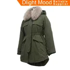 Factory sale various vogue european style army green fur parka