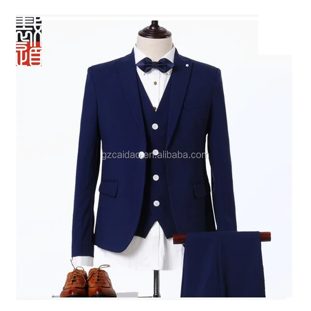 dark blue good quality half lining pant coat vested suit men