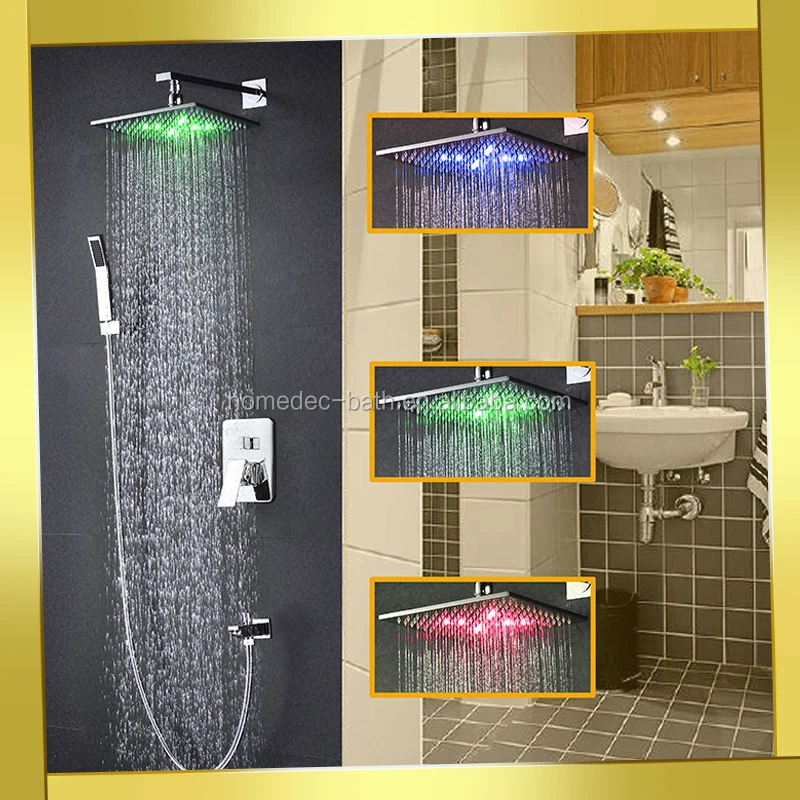 Led Wall Mount Bathroom Rain Shower Set with Hand Shower set