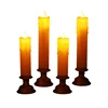 Hot Selling Flameless Taper Candles Real Wax Ivory Candles LED Window Candles with Holders for home wedding decorations