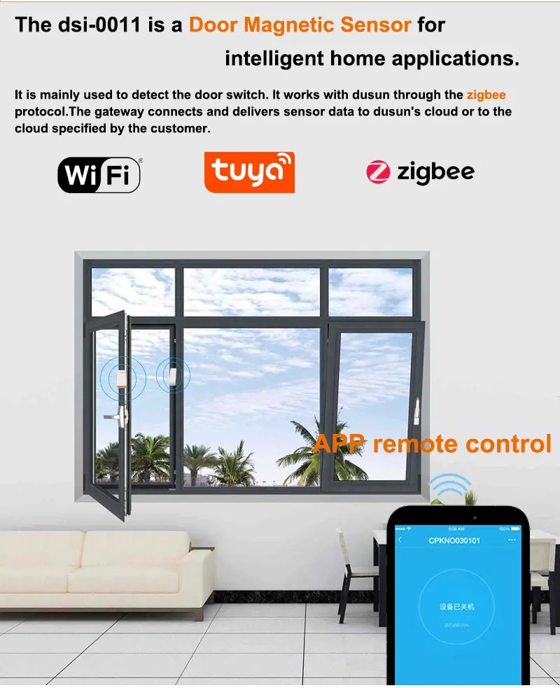 Smart Home Zigbee Window Magnetic Sensor - ANKUX.COM