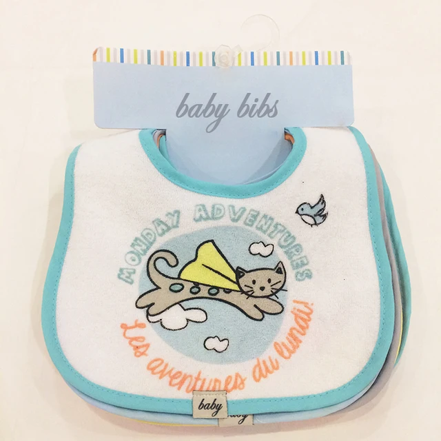 wholesale factory price cartoon baby drool bib embroidered