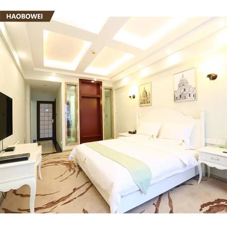Australian style plywood hotel room beds with chair/ hotel bed frame