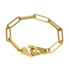 Fashion Bling Jewelry Gold Silver Plated Handcuff Steel Bracelet for Men Women 7Inch