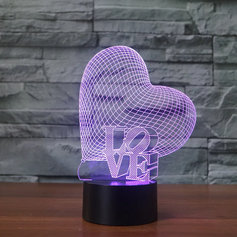 Creative Bedside 3d Lamp Valentine's Day Gift Energy Saving Usb  Desk Lamp Colorful Ambient Lighting Table Lamps