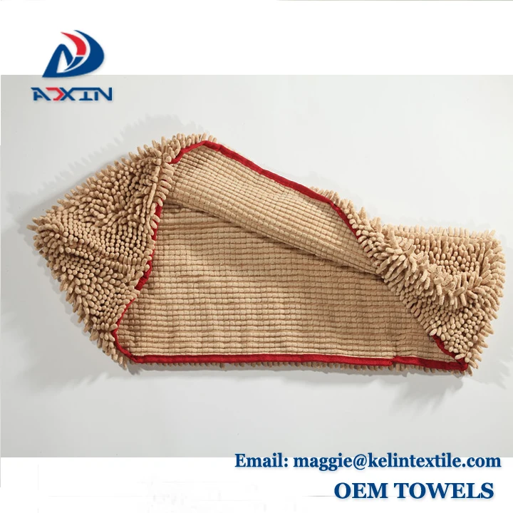 chenille dog towel with hand pockets