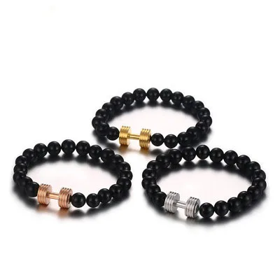 Fashion stainless steel barbell bracelet hot sale black 8.3mm agate bracelet for wholesale, Gold;silver;rose gold
Fashion stainless steel barbell bracelet hot sale black 8.3mm agate bracelet for wholesale, Gold;silver;rose gold