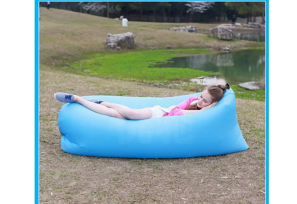 2017 Hot new design outdoor lazy sofa new comfortable beach air laybag nylon fabric inflatable bean bag air sofa