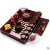 Yixing purple sand kungfu tea set / solid wood tea tray