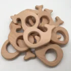 New Safety Animal Shape Natural Beech Wooden Baby Teether Toys