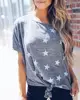 2019 New Design Women's Geometric Print Short Sleeve cotton Top T-Shirt Blouses Apparel