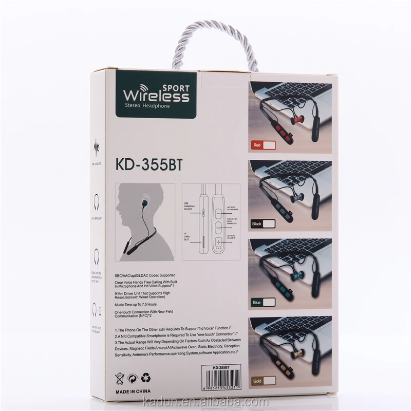 Kadun KD-355BT BT Wireless Ear Buds neckband With TF Card stereo headphone mp3 player - ANKUX.COM