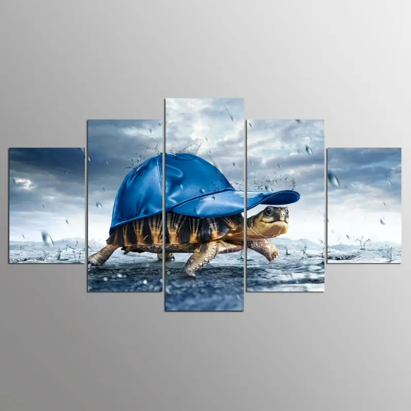 Top-Rated-Canvas-Print-Modular-Abstract-Pictures-Framework-Canvas-5-Panel-Animal-The-Tortoise-Home-Decor