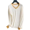 Latest design V collar custom 100% cashmere sweater women jumper