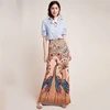 2019 Best selling autumn and winter new peacock screen retro print bodycon half-length dress