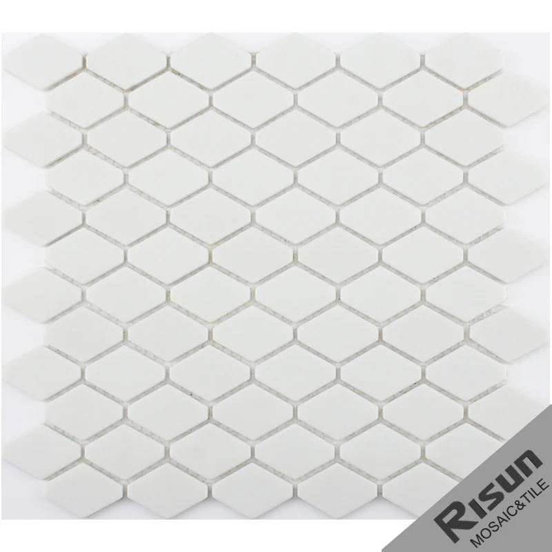 2018 New Design Art White Color Rhombus Glass Mosaic Tiles Enamel Glass Mosaic Home Depot