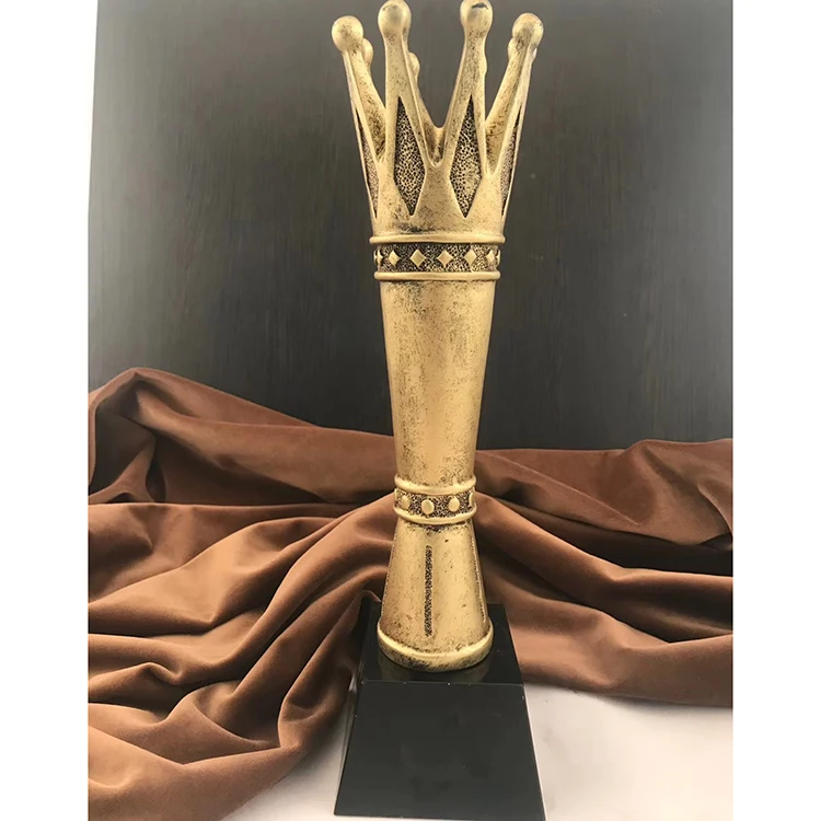Chegada nova preto base de cristal coroa de ouro troféu, troféu de cristal, troféu prêmio coroa de ouro para a competição