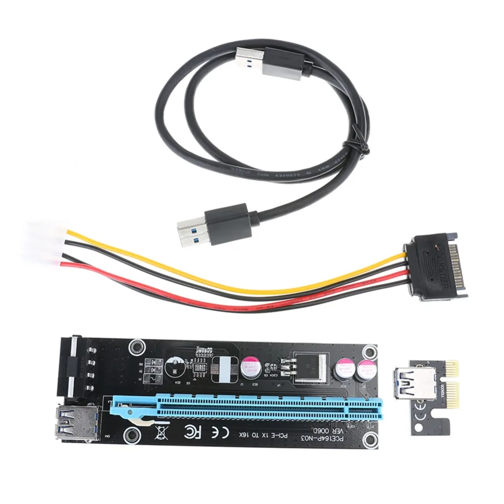 

USB 3.0 PCIe 1x to 16x PCI Express Extender Riser Card PCI-e Extension Adapter with SATA 15pin to 6pin Power Cable for BTC Miner