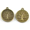 17mm Double Sided Design Antique Bronze Tree Engraved Circle Carved Bezel Trays Cabochons Charm