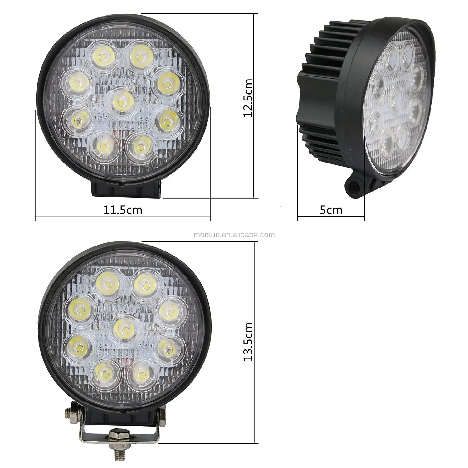 27w 4 Round Waterproof Led Off Road Light For Jeep Wrangler Off Road