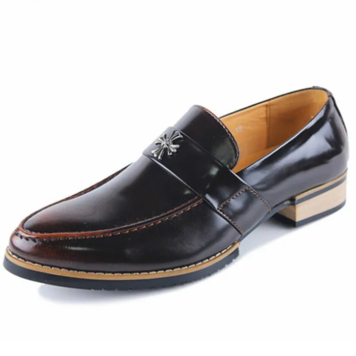 New 2015 Oxfords Shoe For Men Dress Shoe Leather Causal Fashion Classical Breathable Men Shoes Slip- on Brown Size 7-9.5