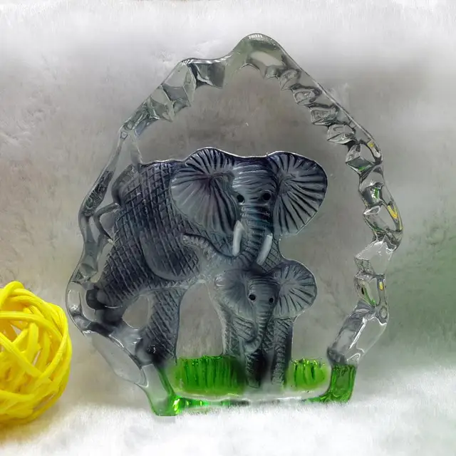 holiday gifts crystal elephant etched animal iceberg colored