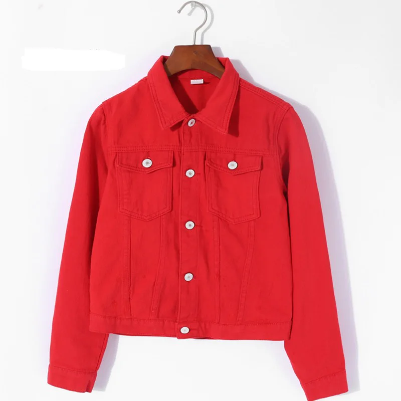 Women Basic Coats summer Autumn Women Denim Jacket red pink black denim jacket Female Jeans Coat Casual Girls Outwear lades
Women Basic Coats summer Autumn Women Denim Jacket red pink black denim jacket Female Jeans Coat Casual Girls Outwear lades