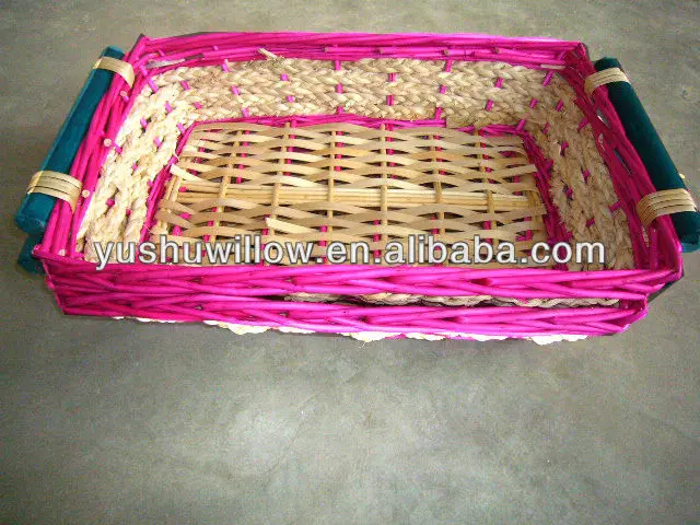 willow+corn+wooden tray for sale,2pcs/set