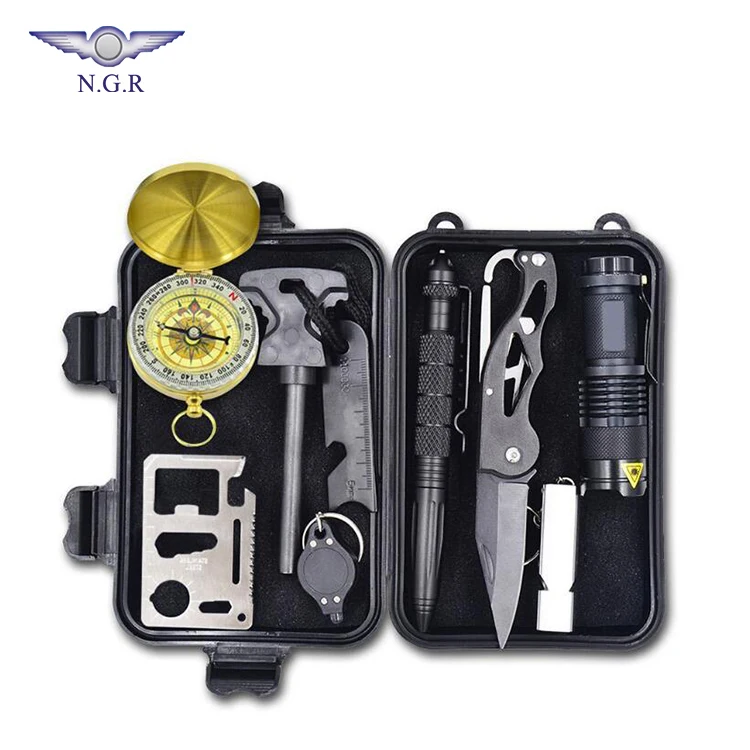 Factory hot selling professional tactical survival gear kit with waterproof box, Black
Factory hot selling professional tactical survival gear kit with waterproof box, Black
