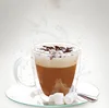 240 ml clear glass latte coffee mug with handles