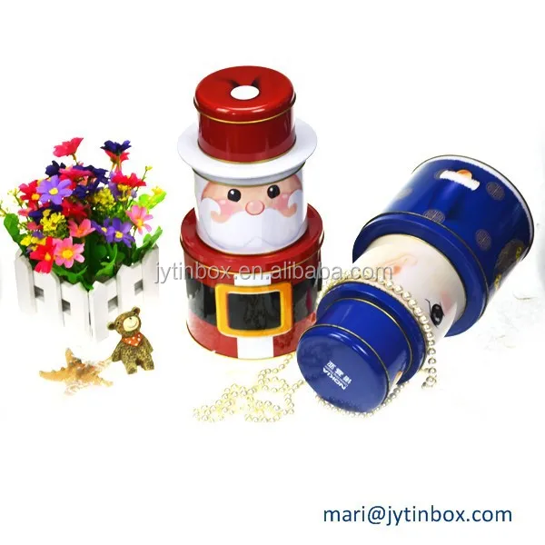 hot sale and recyclable delicate snowman gift tin box
