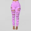 Street jeans women's pants torn denim jeans girl purple denim trousers