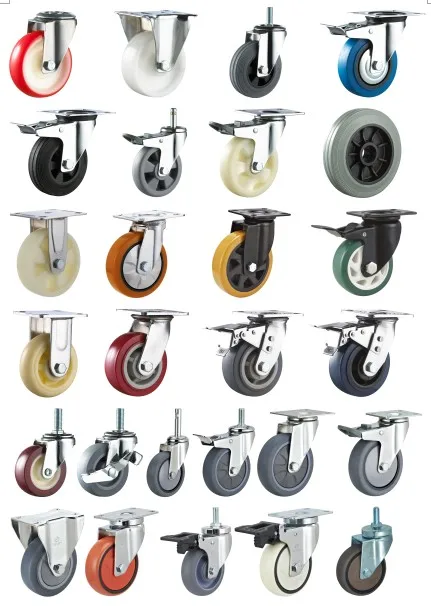 PU spring loaded casters with brake
