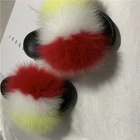 Women's Real Fox Fur Slipper Women Slides Fashion Spring Autumn Fluffy Fur Shoes Ladies Sandals Indoor Home Flip Flops