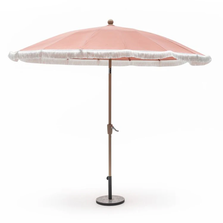 Casual Sunshade Outdoor Garden Pink Canopy Tassels Patio Umbrella Buy Jumbai Payung Teras Taman Patio Payung Payung Teras Product On Alibaba Com