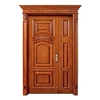 Simple American design solid teak main unequal double wooden carving door models