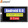 Eunavi Universal Android 8.0 4GB 32GB HD 7'' Octa 8 core car DVD player stereo 2 din Radio Stereo GPS Navigation WiFi video