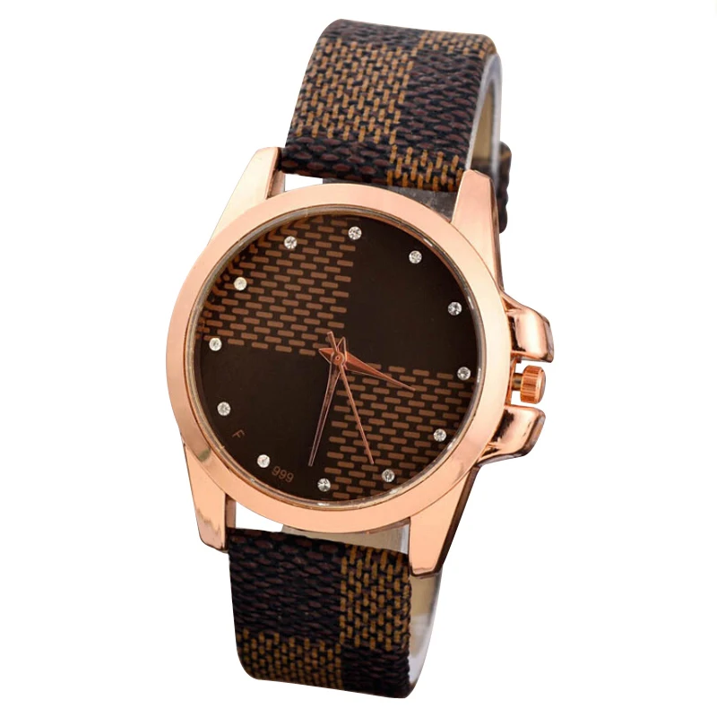 2015 Electronics Watch Women New Fashion Brand Grid Leather Strap Quartz Casual Watches Wristwatch Ladies Clock Hours Relogio 57