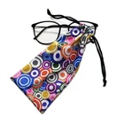 Custom logo printing microfiber eyewear pouch bag with double drawstrings