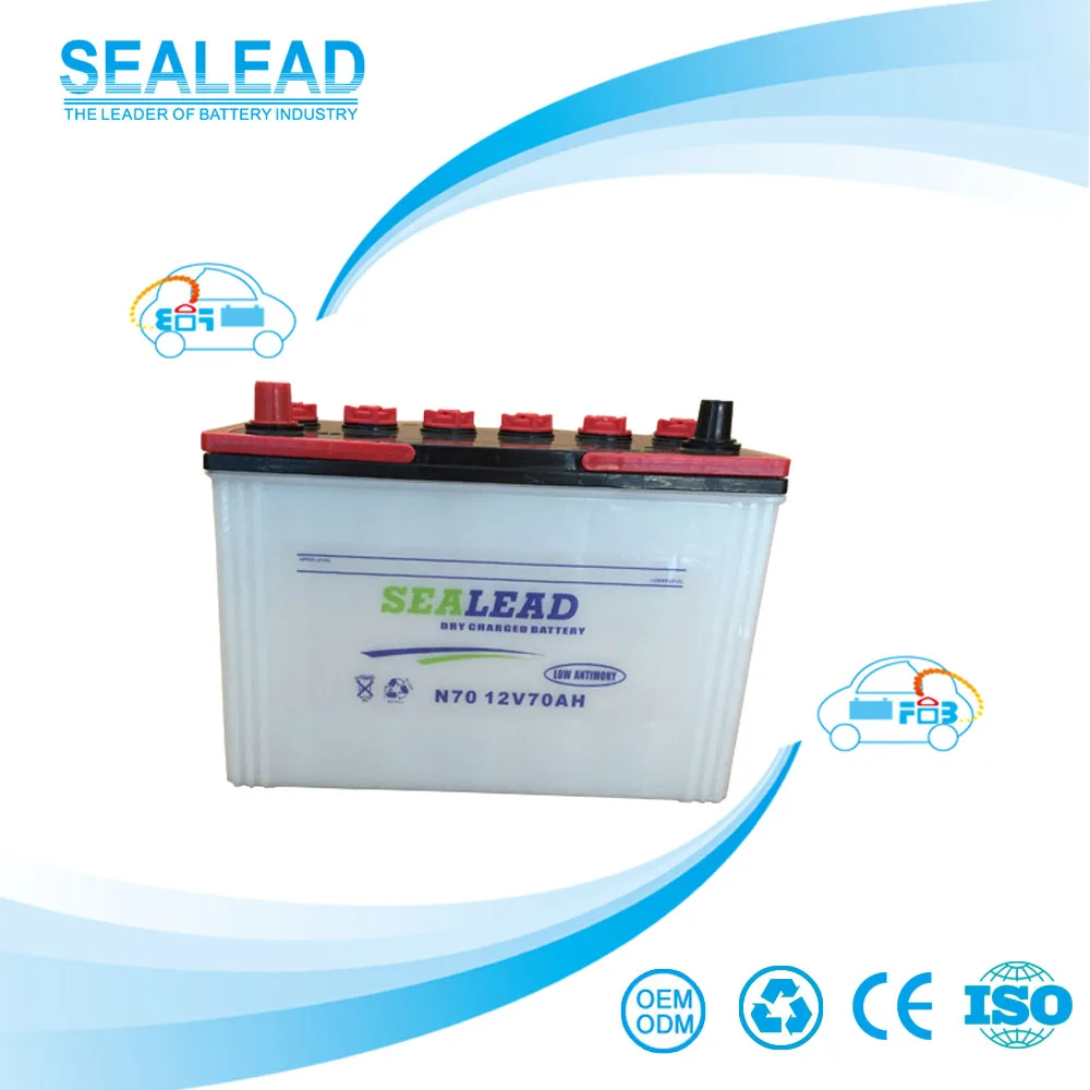 SEALEAD brand DC type battery 12v 70ah automobile car battery