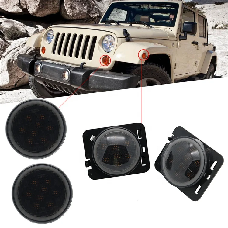 LED Front Turn Signal Light for Jeep Wrangler JK 2007-2016 White DRL Yellow Amber Light Fender Side Light Combo Lens, Smoked
LED Front Turn Signal Light for Jeep Wrangler JK 2007-2016 White DRL Yellow Amber Light Fender Side Light Combo Lens, Smoked